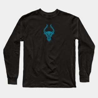 Blue Taurus Zodiac Sign Long Sleeve T-Shirt